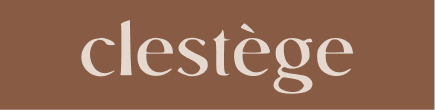 clestège wordmark, warm mocha colourway